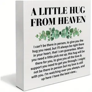 Memorial Sympathy Gifts Plaque Gift for Loss of Loved One Rustic a Little Hug From Heaven Wood Box Sign Decor Remembrance Bereavement Condolence Gifts Block Sign Home Office Desk Shelf Table Decorations 5x5 inch