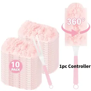 Disposable Electrostatic Dust Brush with Handle, Replaceable Head for Home, Car, Electronics, Keyboard, Furniture Cleaning