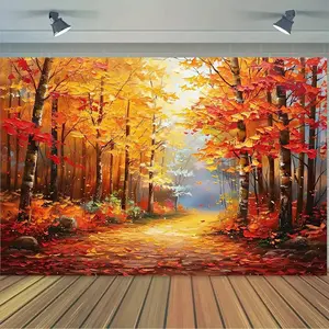 Autumn Paths Large Polyester Photo Backdrop - Multi-Size, Vibrant Print, Soft Texture, Ideal for Photography, Seasonal Celebrations, Outdoor Banners