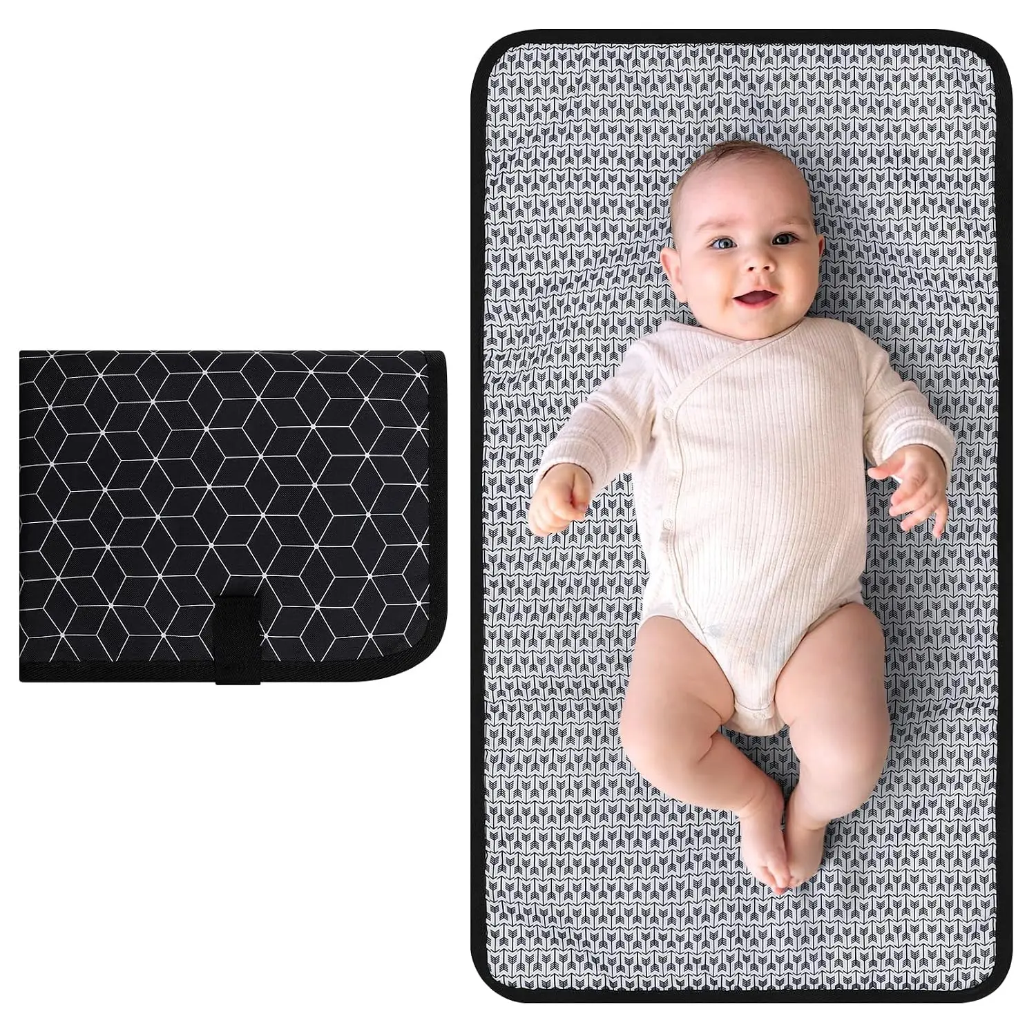 Summer Spring Gift Portable Diaper Changing Pad, Waterproof Baby Changing Mat, Foldable Portable Travel Changing Pads for Baby, Black