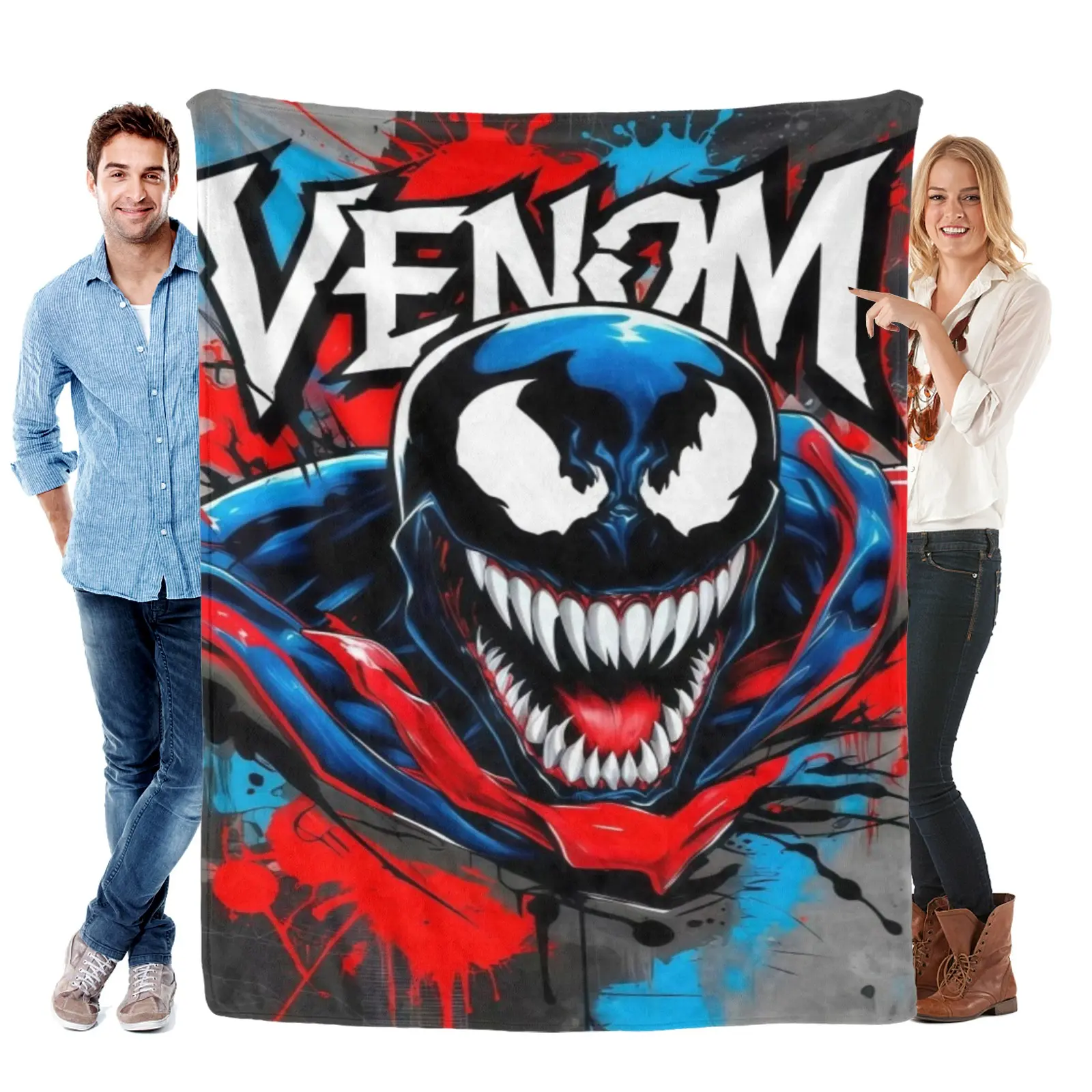 Marvel Venom Blanket in Four Sizes, Soft Flannel Throw Blanket, Halloween Home Sofa Bedroom Decor, Great Gift for Venom Fans