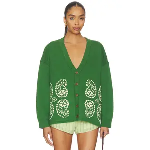 Found Paisley Jacquard Cardigan in Hunter Green