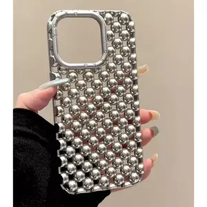 High-Grade Hollow Pearl Ball Suitable for Ip16promax Phone Case 15pm Hollow Heat Dissipation 14 Large Hole 13 Soft