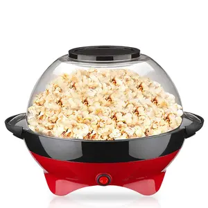 6 Quart Popcorn Machine，Makes 24 Cups, Stir Crazy Popper with Electric Hot Oil Cooking, Nonstick Plate & Stirring Rod Included, Large Lid Doubles as Serving Bowl, Comes with 2 Measuring Cups，Ideal for Thanksgiving and Christmas
