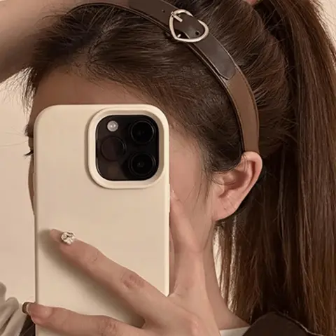 1pc Brown Leather Headband With Heart-Shaped Buckle, Multifunctional Y2K Style Hair Accessory, Boho Hair Accessories, Headbands Women, Cute Headbands, Hairband