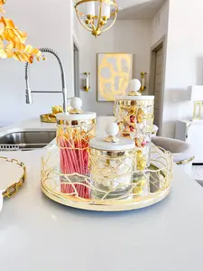 Gold Marble Mesh Canister