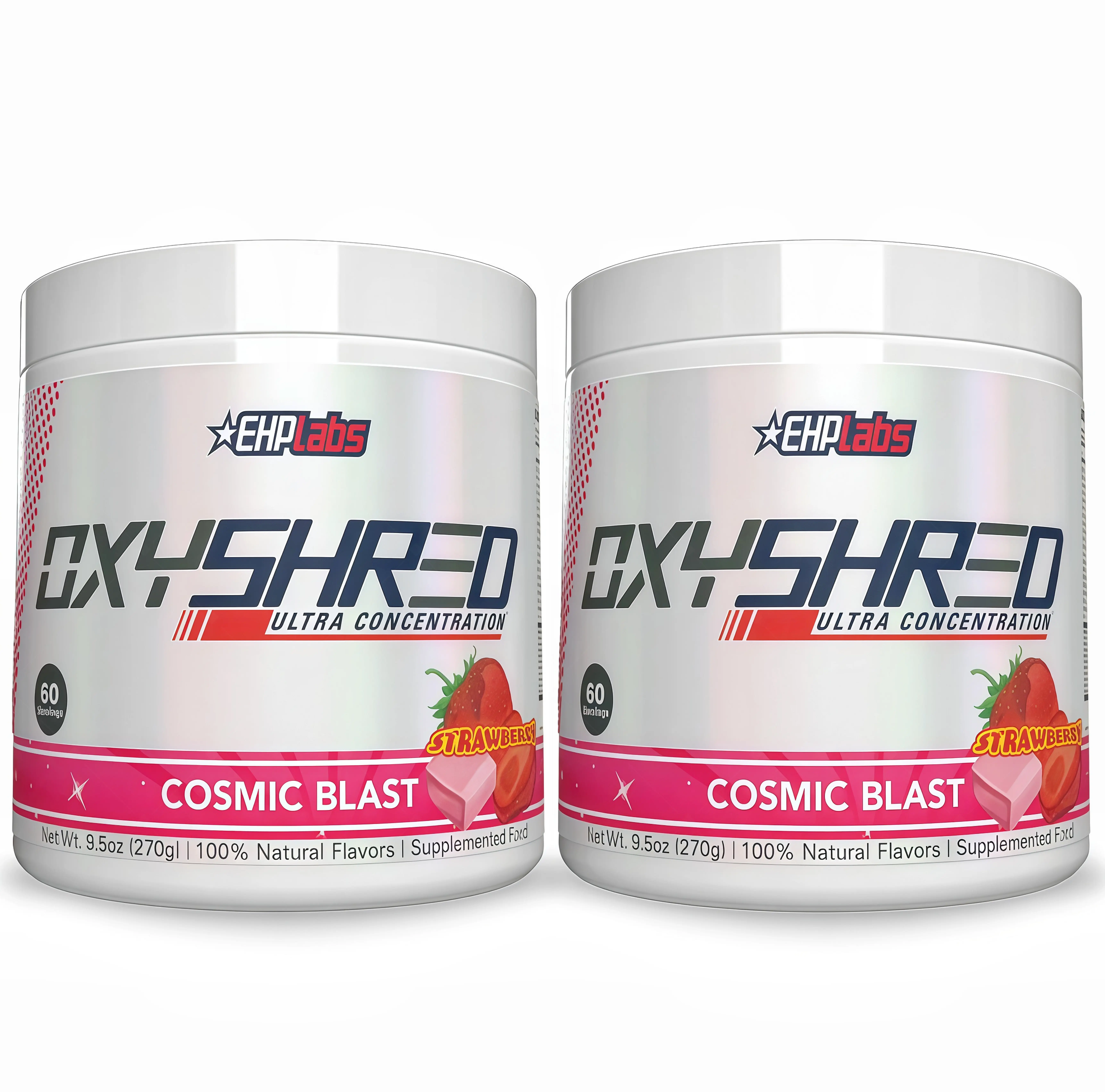 2 Pack EHPlabs OxyShred Ultra FR Concentration Pre Workout Powder 60 Serves 150mg Caffeine Sugar Free Vegan Friendly GlutenFree Men Women Health Fitness Supplements Cosmic Blast Flavor