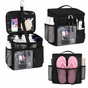 UNIQDESIGN Mesh Shower Caddy Hanging Toiletry Bag - Large Portable Organizer for Full-Sized Toiletries & Makeup, College Dorm Essentials for Students, Travel Gear for Camping Beach