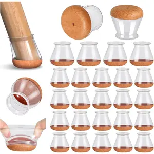 24 Pcs Chair Leg Floor Protectors, Silicone Chair Leg Protector Caps Covers for Hardwood Floors, Furniture Pads Sliders with Wrapped Felt Bottom Medium (Fit:0.76"-1.18")
