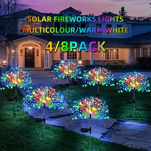 4pcs Outdoor Solar Light -240/320/480/640 LED Outdoor Fireworks Light, 8 Lighting Modes, Outdoor Waterproof Suitable for Christmas, Yard, Wedding, Garden Decoration, DIY Decoration for Valentine's Day - Lawn | Solar Light Outdoor Waterproof