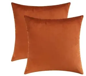18x18 Square Velvet Throw Pillows in Orange (Set of 2)