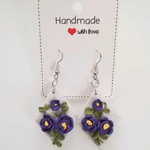 Handmade Polymer Clay Detailed flowers Design drop Earrings