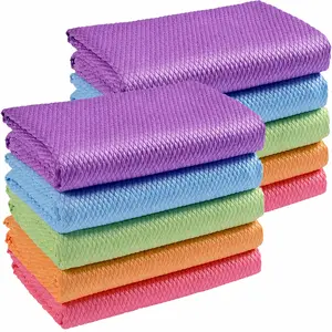 10 Counts Magic Fish Scale Cleaning Cloths, Lint Free Streak Free Microfiber Polishing Towels, Reusable Absorbent Wiping Rags for Glass Mirror Window Car Home Kitchen Multipurpose Use
