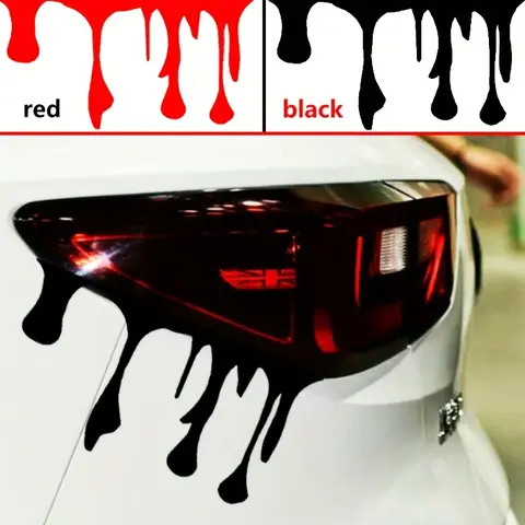 Blood Drip Fantasy Cartoon Car Sticker - Self Adhesive Waterproof Vinyl, Glossy Finish, Car Accessories, Irregular Shape Rear Side Decal, Tail Light Fit, Engine Hood Application, Scratch Proof, Installation Tool Included, Vehicle Exterior Decoration