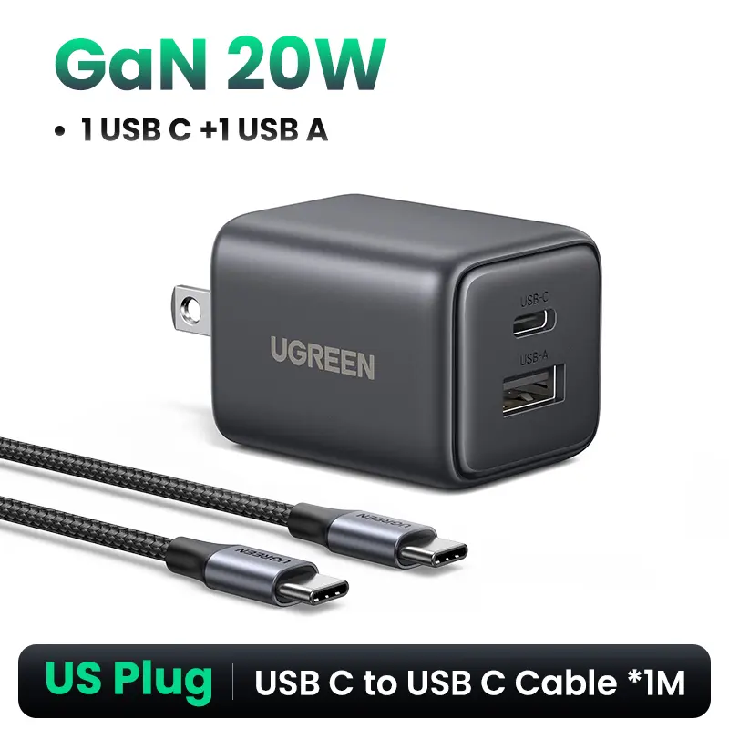 20W 1C1A Black + 3.3 FT Type-C Cable