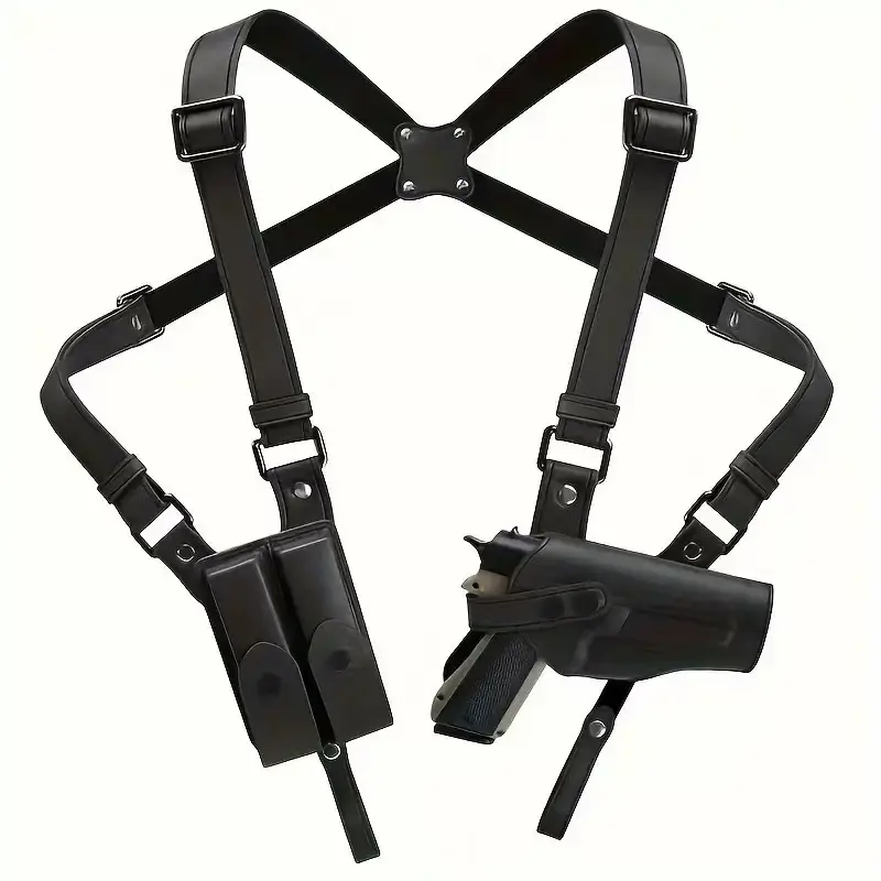 High-Quality Vertical Concealed Shoulder Holster — Genuine Leather, Adjustable, Comfortable to Wear, and Offers Excellent Concealment; Specifically Designed for 1911 and Glock models.