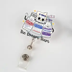 The Dream Team Badge Reel, Funny ICU Nurse ID Clip, Anesthesiologist Badge, CRNA Surgical Nurse Gift