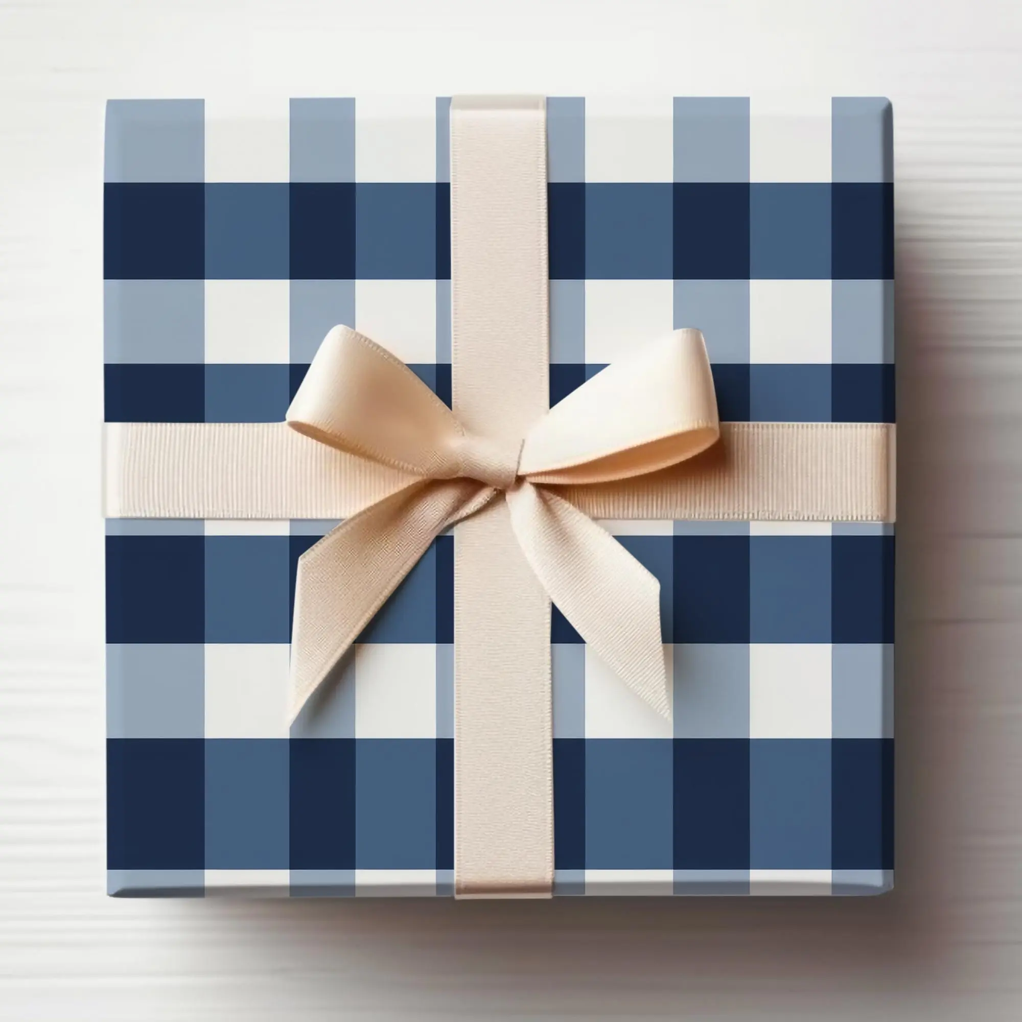 Blue Gingham Wrapping Paper Navy Blue Gingham Gift Wrap Roll for Men, Baby Boy Shower Wrapping Paper