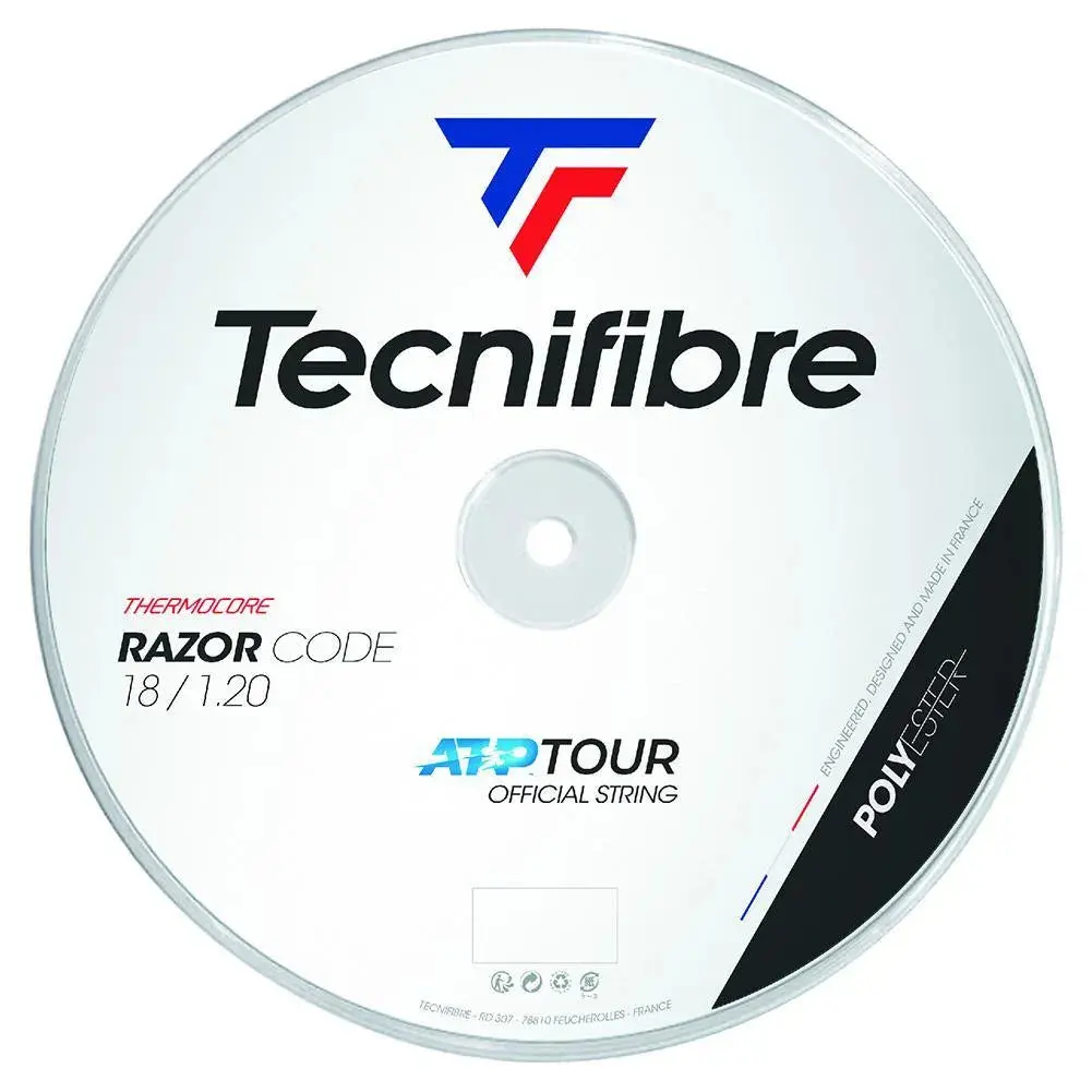 Razor Code White Tennis Reel, Polyester Fibre Tennis String, Control-Oriented String for Hard-Hitting Topspin Players, Sports Rackets, Tennis Racket