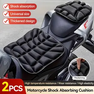 Set of 2 Motorcycle Weatherproof Seat Cushions, Large and Small EVA Breathable Pressure-Relief Seat Pads, Shock Absorbing Thickened Design UV-Resistant Durable Design for Long Trips, Summer Adventures, Outdoor Riding and Road Cruising
