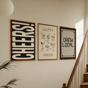Bar Cart Art Set of 3 Prints Cocktail Wall Art, Bar Cart Decor, Gallery Wall Prints
