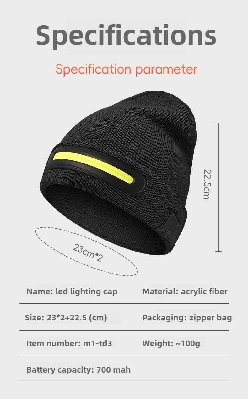 Bluetooth LED Woolen Hat – USB Rechargeable Unisex Winter Hat with Lights for Men, Women & Teens, Perfect Christmas & Birthday Gift, Stocking Stuffer – Black usb-c fast charging