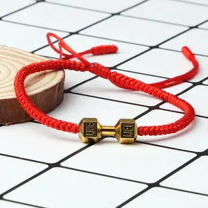 Originality Woven Dumbbell Alloy Bracelet - Red-Gold, Red-Silver, Black-Gun Black, Fashion OL Style, Cord Material, 17-30CM Length