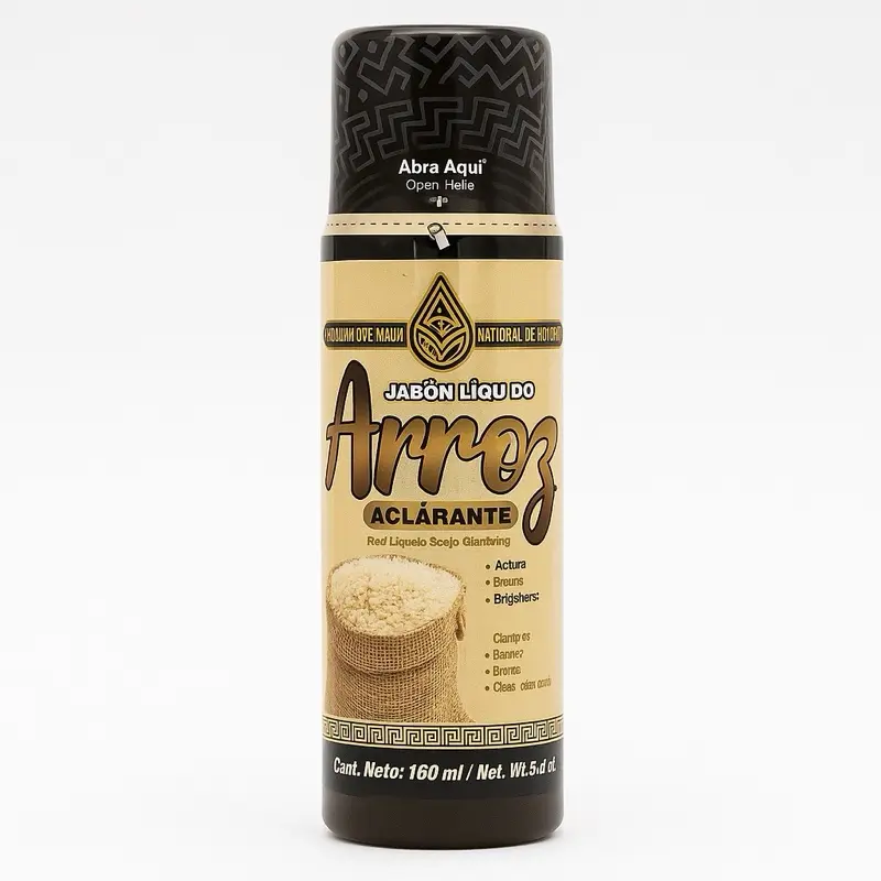 Jabón Líquido de Arroz Aclarante / Rice Clarifying Liquid Soap / – Brightening & Softening | Aclarante y Suavizante Natural para la Piel – Natural de México, 160 ml (5.4 fl oz)