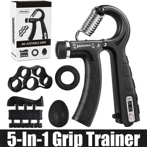 5-in-1 Grip Strength Trainer Set with Counter – Adjustable Resistance for Forearm Workout, Home Gym Setup & Strength Progression for Professional Athletes