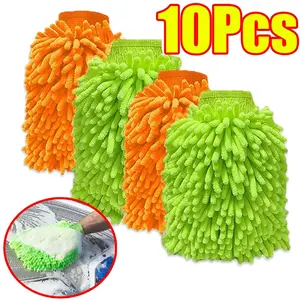 1-10Pcs Double Sided Chenille Auto Gloves Microfiber Cleaning Gloves Cleaning Windows Car Wash Kit for Cleaning Cars, Trucks