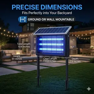 Waterproof Portable Solar Bug Zapper for Camping RV, 3 LED Tubes USB Rechargeable Mosquito Killer, Hanging & Standing Weatherproof Bug Zapper for Backyard Patio