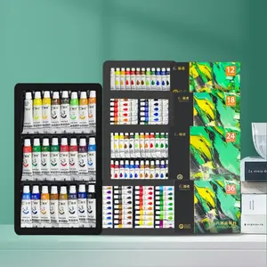 Acrylic Paint Set, 12/18/24/36 Colors, 0.41 Oz/12 Ml Bottles, Non-Fading, Suitable for Adults, Canvas, Wood, DIY Projects, Perfect Gift Choice