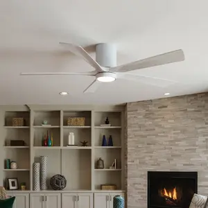 UMC9342 Steampunk Indoor/Outdoor Ceiling Fan, 12" H x 60" W x 60" D, Gloss White Finish, Aerwyn Collection