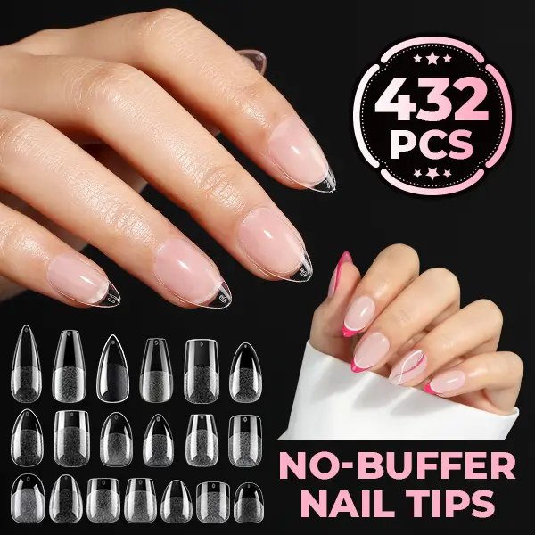 UNA GELLA 432PCS Soft Gel Full Cover Nail Tips 12 Sizes, Pre-Etched Pre-Build Fake Acrylic Nails Short & Long Almond, Square, Coffin, Stiletto Round, Fit Flat & C-Curve Nail Beds, Soak Off DIY Salon TikTok Manicure Nail Extensions