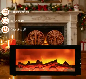 Large Capacity Flame Humidifier – 7 Changing Colors, Remote Control & Massage Hand Ball for Bedroom fireplace led rain cloud plant diffuser Colorful