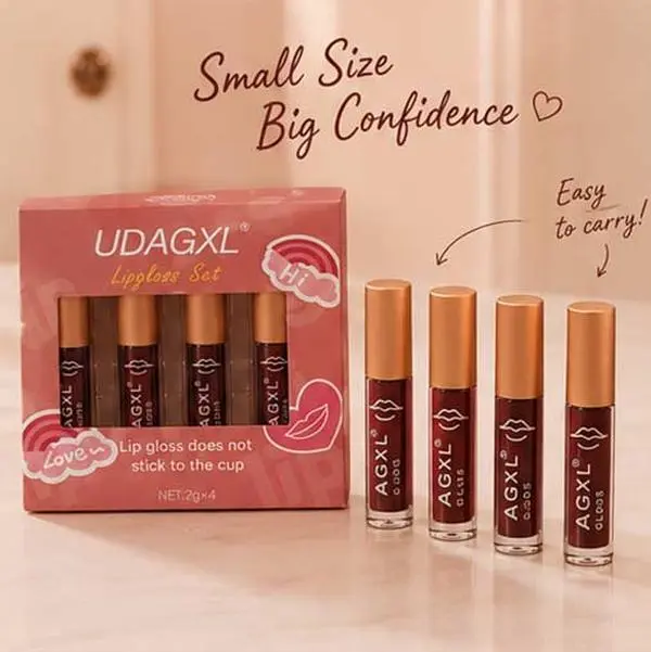 Matte Liquid Lipstick & Lipgloss Set, 4-Piece Long-Lasting Waterproof Cosmetic Kit, Non-Stick Lip Glaze for Daily Wear, Lip Kit Sets, Makeup, 4-Piece Kit
