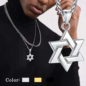 Bestyle Classic Star of David Pendant Necklace for Men Women, Fashionable Necklace in Stainless Steel
