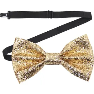 Men's Bowtie, Sequin Bow Tie for Men Pre-Tied Adjustable Sparkly Bow Tie for Banquet Wedding