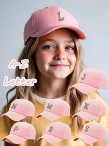 1PC Letter A-Z Embroidery Baseball Cap, Fashionable Unisex Design Kids Snapback Hat, Outdoor Sports Sun Protection, Adjustable Back Strap, Ages 3-8