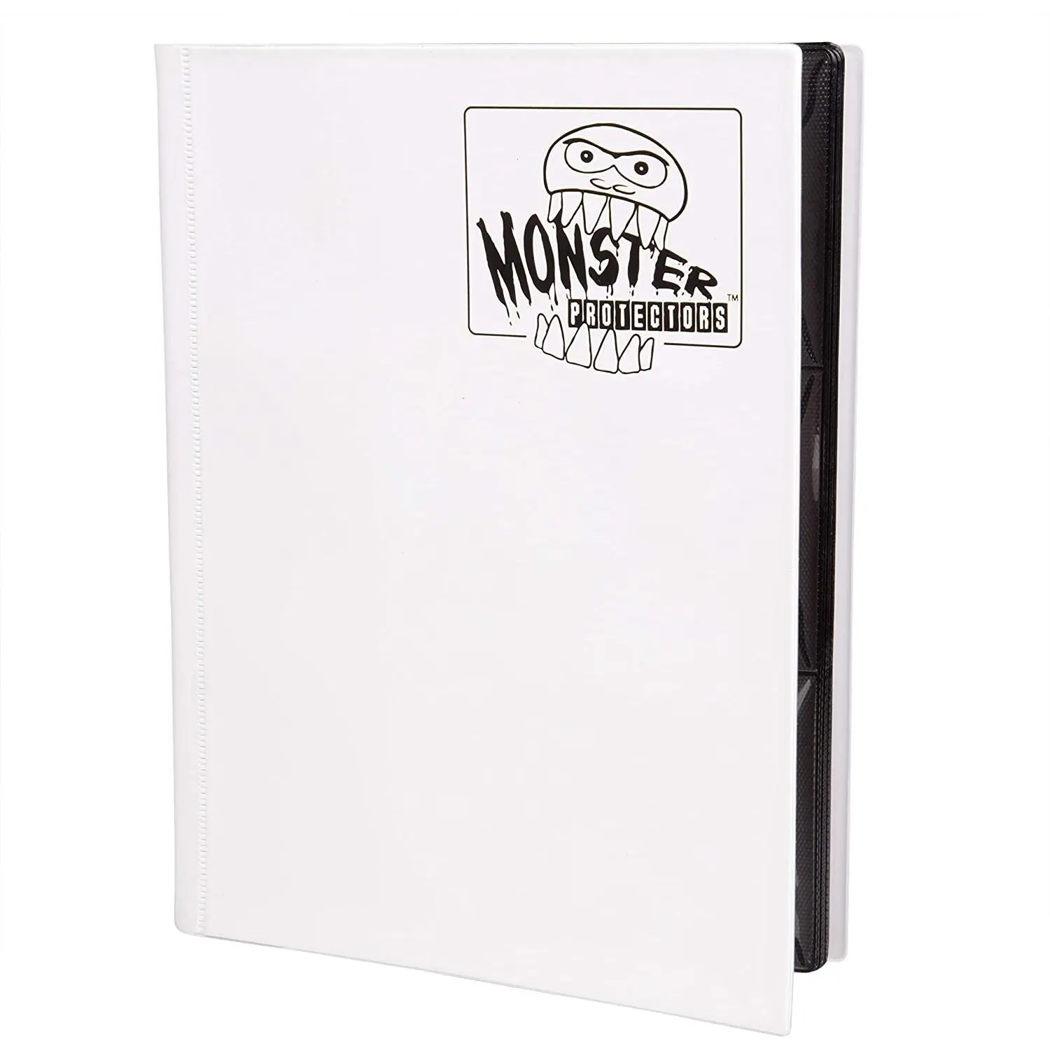 Monster 9 Pocket Trading Card Binder - Matte White Album, Anti-Drop TCG Protection w Side Loading Padded Pockets, Double Sided, Holds 360 Cards