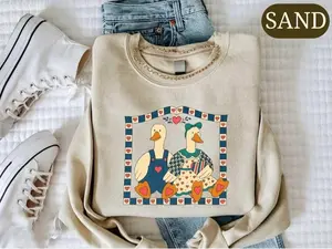 Vintage Goose Sweater, Country Farmhouse Cottagecore Crewneck