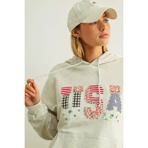USA FLORAL PATCHWORK  HOODIE