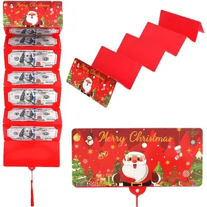 Christmas Money Holder Envelopes with 10 Slots, Surprise Holiday Xmas Cash Card Gift for Men, n, Kids, Family (Red San)