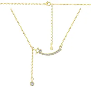 EAMTI 925 Sterling Silver Personality Star Cubic Zirconia Necklace Dainty Jewelry Gifts for Women Mother's Day/Birthday/Anniversary Day/Valentine’s Day