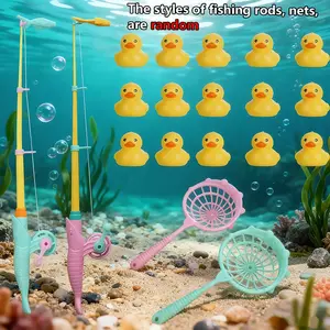 Fishing Duck Toy Set for Kids Aged 3+, Swimming Pool Bath Toys, Outdoor Beach Party Activities, Educational Gift for Boys & Girls, Includes 15 Ducks, 2 Nets, 2 Rods