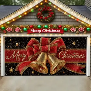 Christmas Garage Door Banner Outdoor Decoration, Outdoor Banners, Large Fabric Gate Cover, Perfect for Holiday Wall Art, Photo Booths, Weddings, Parties