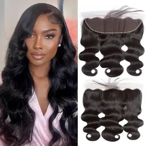 13x4 Lace Frontal Closure  Wave Frontal Ear to Ear  Lace Frontal Pre Plucked 16 Inch Brazilian Virgin Human Hair Closure Free Part Hair Extensions for Black Women 150% Density  Black