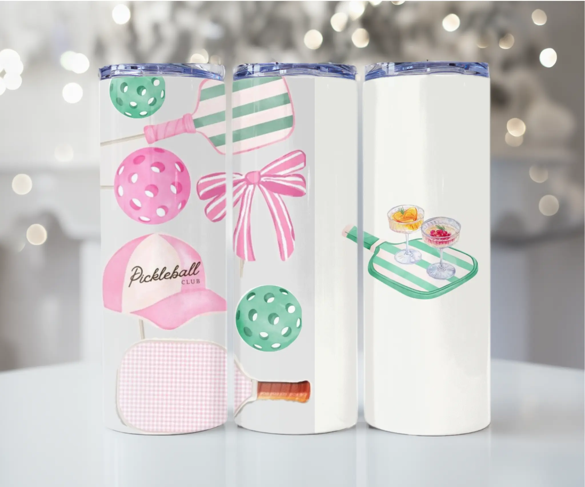 Preppy Pickleball Club 20oz Tumbler | Cute Summer Drink Cup with Straw | Girly Aesthetic Sports Gift
