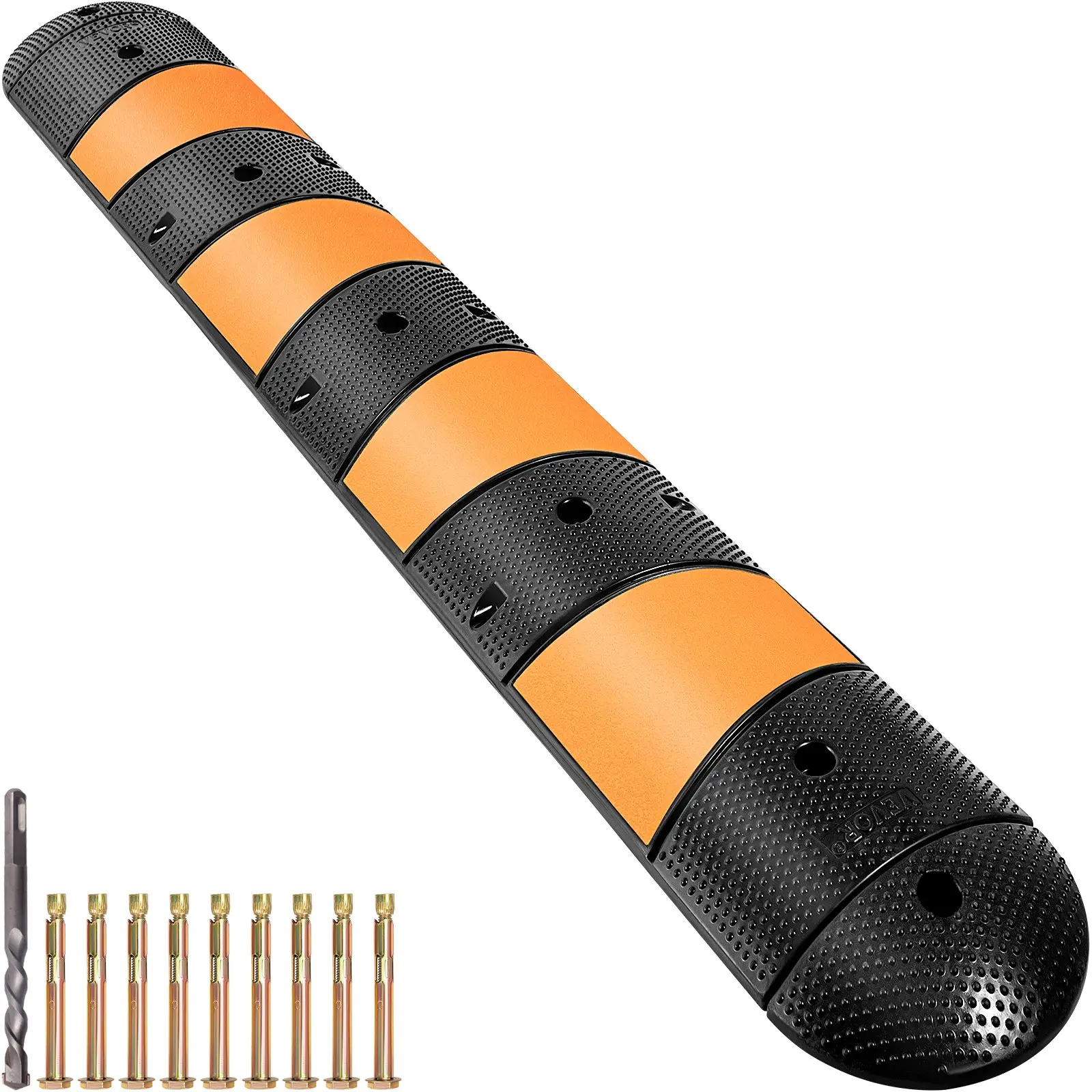 【Summerfinds】VEVOR Rubber Traffic Calming Device 1 Pack, Single Unit with Dual Channels, 72in Modular Design, 22000 LBS Load Capacity, 72.8x12.2x2.2in Dimensions, Compatible with Asphalt & Concrete Surfaces, 72 Length Modular Design