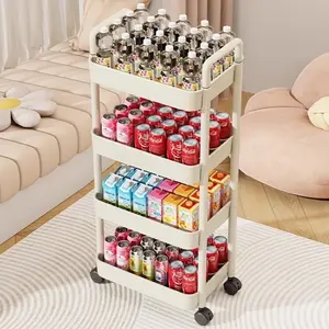 Multi-Layer Rolling Storage Trolley with Handle, Floor Standing Organizer Cart for Kitchen, Bathroom, Snacks & Toiletries